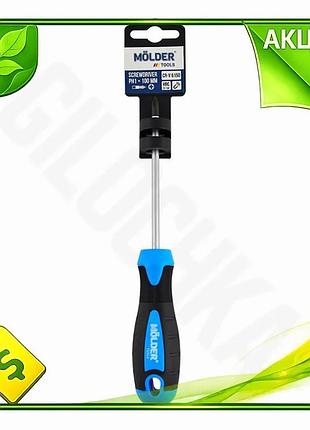 Ve отвертка molder крестовая ph1 new version 100мм для закручивания винтов саморезов шурупов с ручкой n6w_ver