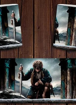 Чашка біла керамічна з принтом володар кілець "хоббіт" the hobbit ост
