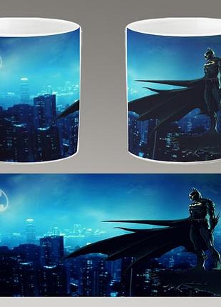 Чашка біла керамічна "бетмен логотип" batman logo ост