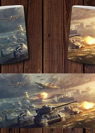 Чашка белая керамическая с принтом "world of tanks" світ танків ост