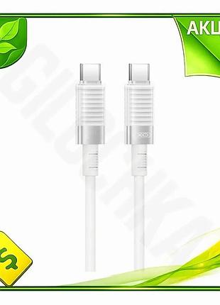Ve кабель type-c to type-c new version 60w 1м белый xo силиконовый для зарядки и передачи данных usb к n6w_ver