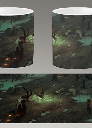 Чашка біла керамічна "diablo 4" діабло ост