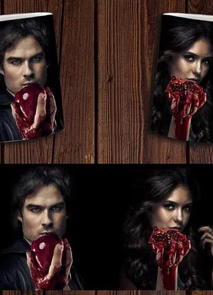 Чашка біла керамічна "дневники вампіра" the vampire diaries ост