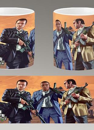 Чашка біла керамічна "gta 5" grand theft auto v "гта 5" ост