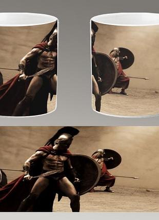 Чашка біла керамічна "300 спартанців" the 300 spartans ост