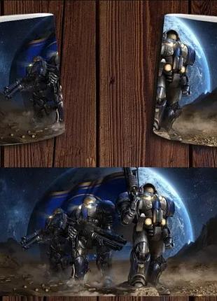 Чашка біла керамічна з принтом "starcraft" старкрафт ост