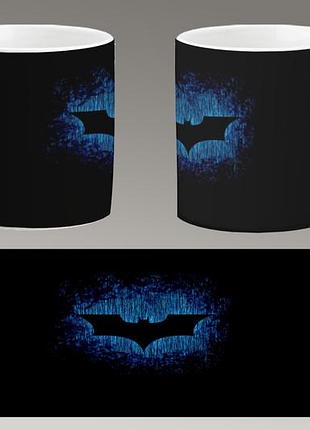 Чашка біла керамічна "бетмен логотип" batman logo ост