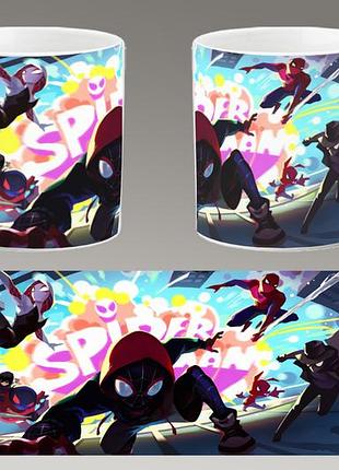 Чашка белая керамическая "человек-паук: через вселенные" spider-man ост