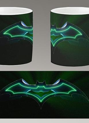 Чашка біла керамічна "бетмен логотип" batman logo ост