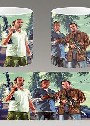 Чашка біла керамічна "gta 5" grand theft auto v "гта 5" ост