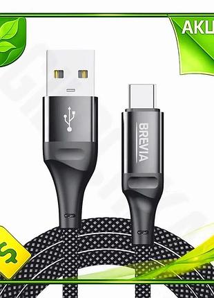 Ve кабель brevia usb to new version type-c 2,4а 1м чорний для заряджання та передачі даних смартфонів n6w_ver