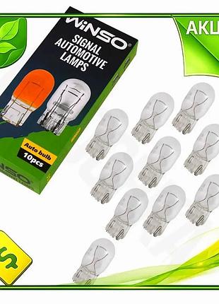 Ve лампа накаливания winso 12v new version w21w 21w для автомобиля белая 10 шт для стоп-сигналов и габ n6w_ver