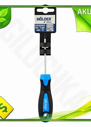 Ve отвертка molder крестовая ph0x75mm new version для закручивания винтов саморезов шурупов с эргономи n6w_ver