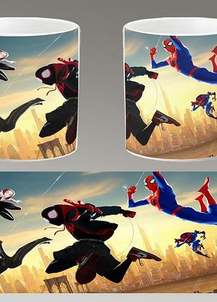 Чашка белая керамическая "человек-паук: через вселенные" spider-man ост