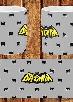 Чашка белая керамическая "бэтмен логотип" batman logo ост