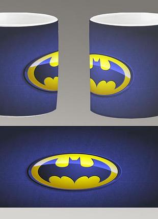 Чашка біла керамічна "бетмен логотип" batman logo ост