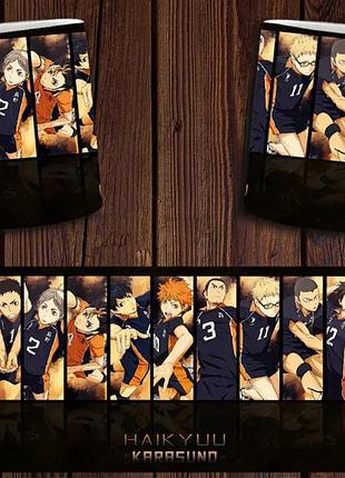 Чашка белая керамическая "волейбол" haikyuu ост