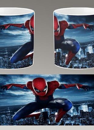 Чашка біла керамічна "людина-павук: через всесвіти" spider-man ost