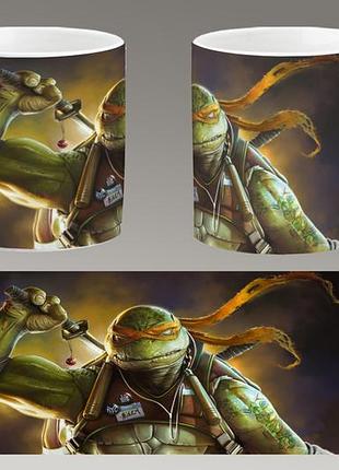 Чашка белая керамическая "черепашки-ниндзя" teenage mutant ninja turtles ост