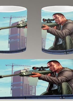 Чашка белая керамическая "gta 5" grand theft auto v "гта 5" ост