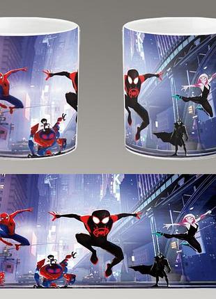 Чашка белая керамическая "человек-паук: через вселенные" spider-man ост