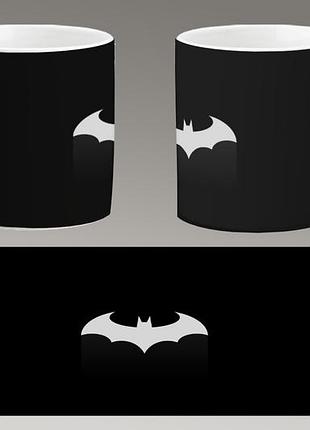 Чашка біла керамічна "бетмен логотип" batman logo ост
