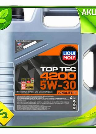 Ve моторне масло liqui moly new version top tec 4200 5w-30 синтетичне для автомобілів vag із захистом n6w_ver