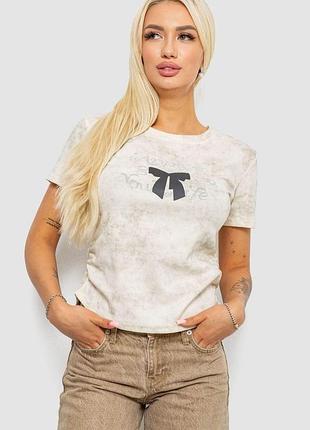 Футболка женская с принтом, цвет кремовый, 221r3304