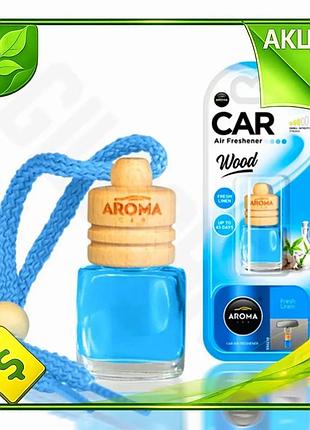 Ve ароматизатор aroma car wood new version fresh linen 6ml для автомобиля освежитель воздуха с натурал n6w_ver
