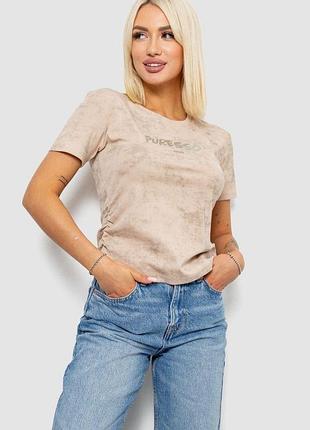 Футболка женская с принтом, цвет светло-бежевый, 221r3308