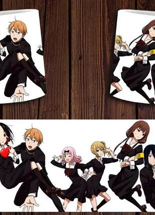 Чашка белая керамическая с принтом аниме "kaguya sama: love is war" пані кагуя: у коханні як на війні ост