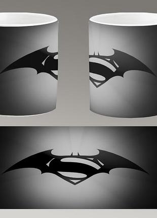 Чашка белая керамическая "бэтмен логотип" batman logo ост
