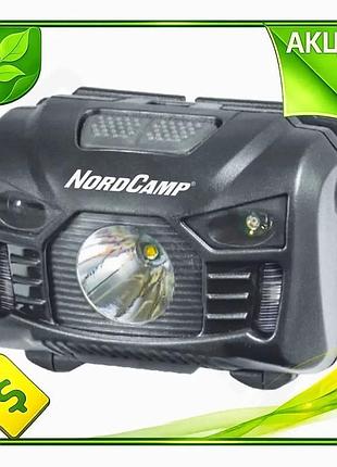 Ve фонарь налобный nord camp new version 150lm 3w led 1200mah с сенсором белый красный для туризма и п n6w_ver