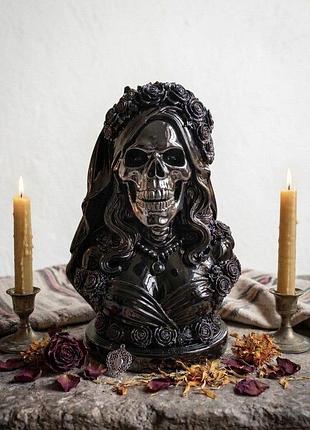 Готическая статуэтка бюст санта муэрте (santa muerte) катрина, эксклюзивный декор (23х19х30 см)