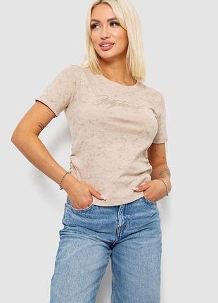 Футболка женская с принтом, цвет светло-бежевый, 221r3303
