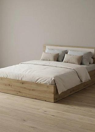 Ліжко двоспальне doros ронди 160x200 дуб артизан/кашемір (drs-012165)