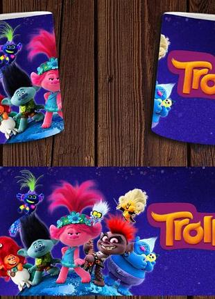 Чашка белая керамическая "тролли" принцесса розочка abc
