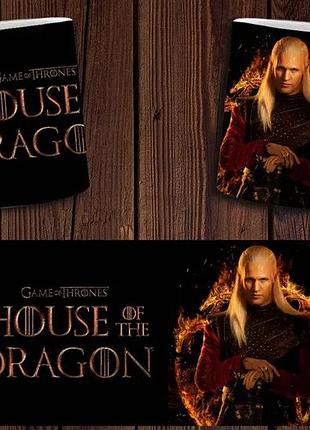 Чашка белая керамическая с принтом "дім дракона" house of the dragon abc