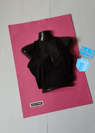 Новий чорний топ на запах у рубчік bershka m