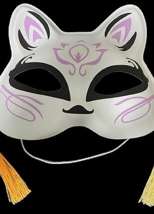 Маска кіцуне японської лисиці kitsune фіолетова 18х17 см rodana