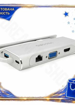 Dm хаб-конвертор veggieg type-c спецификация 2.2 на usb 3.0 3 порта hdmi rj45 для ноутбука и пк адапте spe|lz