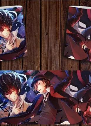Чашка белая керамическая с принтом аниме "бродячі пси" bungou stray dogs abc