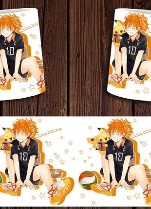 Чашка белая керамическая "волейбол" haikyuu abc