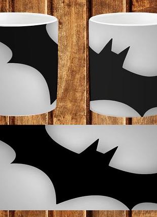 Чашка біла керамічна "бетмен логотип" batman logo abc