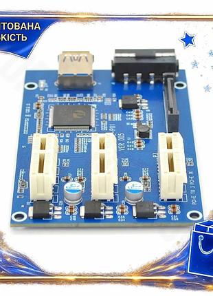 Dm спліттер-розгалужувач хаб pci-e специфікація 2.2 x 1 на 3 порти для підключення відеокарт розширюва spe|lz