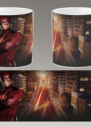 Чашка біла керамічна "флеш" flash abc