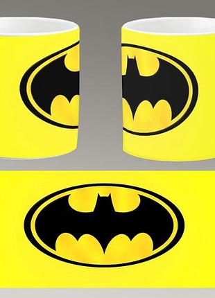 Чашка біла керамічна "бетмен логотип" batman logo abc