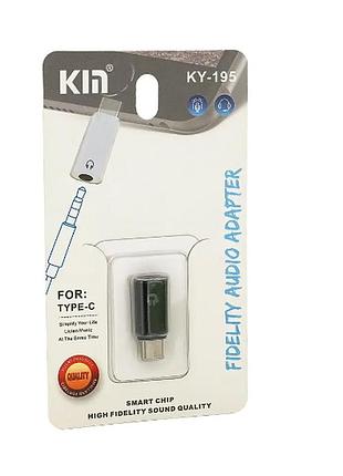 Перехідник для навушників, гарнітури kin ky-104a type-c — aux 3.5 мм mini-jack чорний