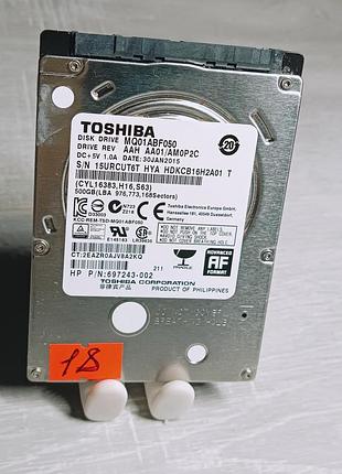 Жорсткий диск 500gb toshiba hdd для ноутбука 2.5 / 5400rpm / sata iii (sata/600) / 7мм / напрацювання 78 дні