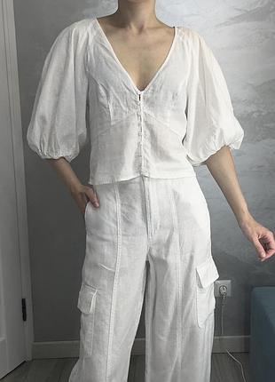 Блуза топ льон h&m жіноча с-м